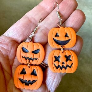 Handmade Jack-o’-lantern earrings